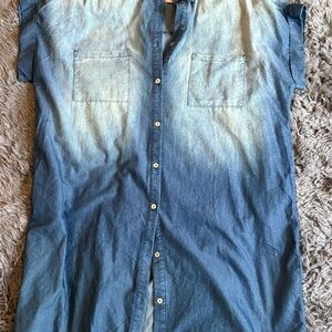 NEW Ladies Big Sky Bloom Boutique Ombre Button-Down Shirt Dress